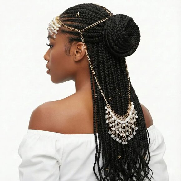 Gold and Cream Pearl Head Chain main image 5